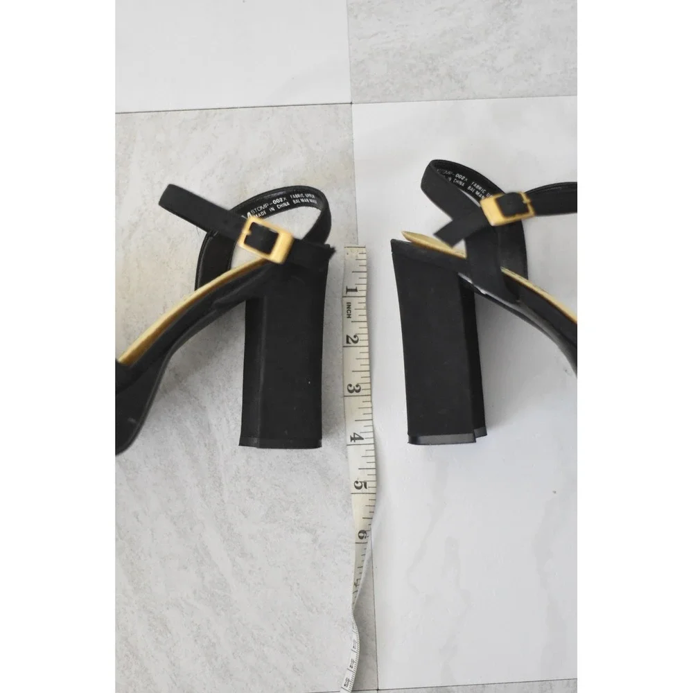 D'Antonio Stomp-002x Platform Sandals Women 6M Black Y2K Block Heel Square Toe
